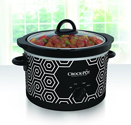 Crock-Pot 4.5 Quart Portable Slow Cooker – Black & White - J9WZ