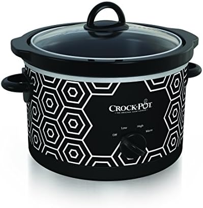 Crock-Pot 4.5 Quart Portable Slow Cooker – Black & White - J9WZ
